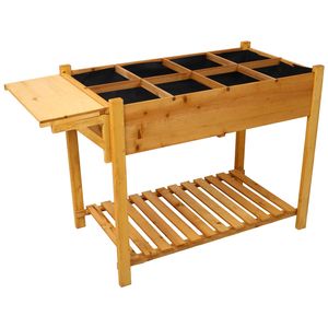 8-Pocket <b>Foldable</b> Side <b>Table</b> Storage Shelf Horticulture Raised <b>Garden</b> Bed Elevated Wood Planter Box Stand <b>for</b> Herb/Vegetable - Product Image 1