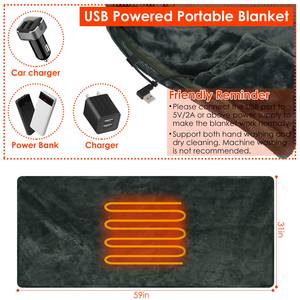 USB <b>Heated</b> Blanket 59x31in Electric Poncho Shawl <b>Wrap</b> with Zipper Washable Thermal Equipment for Home or Office - Product Image 3