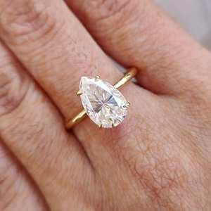 Anillo de compromiso de moissanita, plata de ley 925, chapado en oro de 14 quilates, anillo de promesa de boda para mujer, regalo de joyería fina - Product Image 4