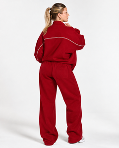 Wholesale <b>Women</b> Contrastline Zip <b>Jacket</b> Tracksuit Set Casual Two Piece Outfit Relaxed Fit Wide Leg Pants Matching Clothing - Product Image 2