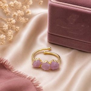 Raw Rose Quartz <b>Adjustable</b> <b>Ring</b> – Handmade Gold Statement Jewelry - Product Image 1