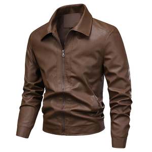 Chaqueta de Cuero Encerado Vintage para Hombre, Acabado Desgastado, Estilo Retro, Manga Larga, Prenda Exterior de Alto Rendimiento, Top Informal, Nuevo - Product Image 1