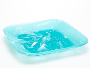 Handmade Square Resin Eco-Friendly Dishwasher Safe Serving <b>Plate</b> FDA Resin Dinner Tray <b>Stand</b> Polished Beach Inspired Swirl - Product Image 2