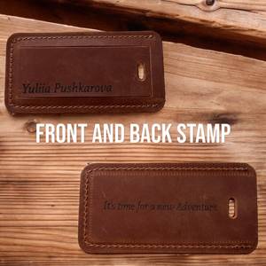 Genuine Leather Luggage <b>Tags</b> Luxury Travel Accessories Custom Privacy Flap Suitcase Labels Wholesale UK LMP-0231 - Product Image 3