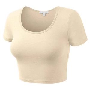 Summer Women <b>Crop</b> <b>Top</b> Casual Regular Fit Tee High Quality Eco-Friendly Knitted Breathable Stylish Daily Wear - Product Image 1