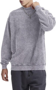 Sudadera Lisa con Efecto Ácido para Hombre, de Algodón y Felpa, para Invierno, Sudadera Oversize con Efecto Ácido, Suave y Cálida - Product Image 2