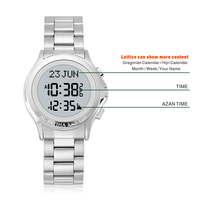 Montre Azan Alsalah ALFA : Horloge de Prière Islamique avec Date Hégirienne, Makkah, Hégira, Umrah, Cadeau Ramadan, Double Fuseau Horaire