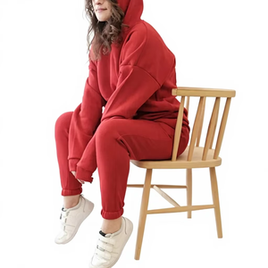 Conjunto Deportivo de Dos Piezas con Capucha para Mujer, Personalizado con Logotipo, de Alta Calidad, 100% Algodón, Informal para Correr - Product Image 1