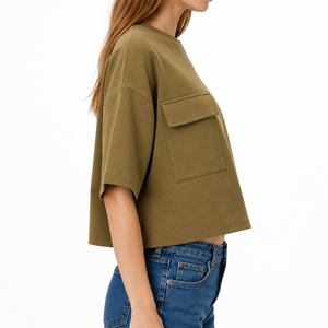 T-shirt court moderne pour femme, décontracté et contemporain, en coton, vêtement de mode élégant, qualité supérieure, style urbain - Product Image 5