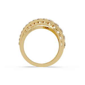 Minimalist 14K Gold Criss Cross Diamond <b>Ring</b> Round Brilliant Cut Lab Grown Diamond Pave <b>set</b> Eternity Band Women's Fine jewelry - Product Image 3