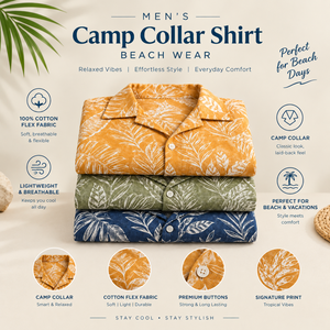 Camisa de Cuello Camp Collar para Hombre, 100% Algodón, Estampado Tropical, Manga Corta, Informal, para Playa, Verano, Vacaciones - Product Image 5
