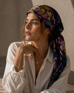 Floral Stained Glass Silk Scarf <b>Shawl</b> Square Scarf Floral Printed Fashion Accessory - Product Image 4
