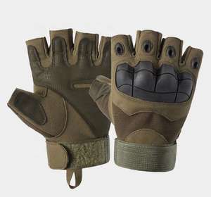 Guantes Profesionales Multifuncionales Anticorte Unisex de Medio Dedo, de Cuero, con Nudillos Reforzados, para Deportes al Aire Libre, Senderismo, Caza, Ciclismo - Product Image 4