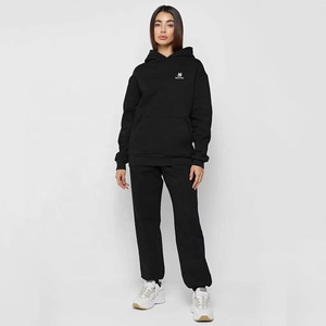 Conjunto de Pantalones Deportivos de Dos Piezas de Felpa de Algodón Unisex para Mujer, Sudaderas Gruesas con Capucha para Invierno, Transpirables y Ecológicas - Product Image 1