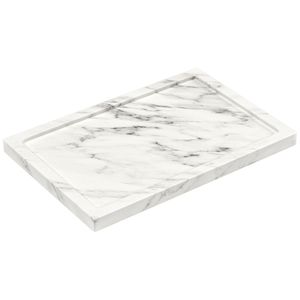 Grand plateau de service rectangulaire en marbre avec construction robuste et bords surélevés pour un transport sûr des boissons, des collations et des desserts - Product Image 1