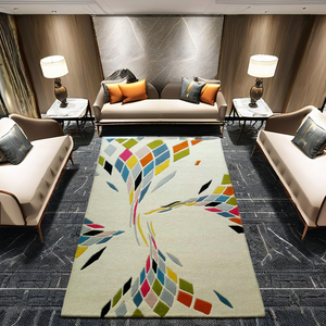 Tapis contemporain en soie de laine tufté à la main personnalisable élégant ensemble de tapis décoratifs pour le salon tapis mur à mur - Product Image 2