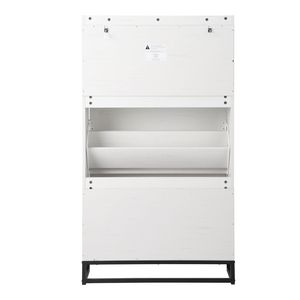 Mobiletto con ante scorrevoli bianco anticato con 3 cassetti e pannello superiore, scarpiera grande capacità 80x24x145cm - Product Image 2