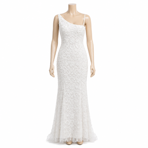 Luxury White One Shoulder Lace Mermaid Wedding Gown for Women Elegant Bridal Dress Formal Reception Ceremony Maxi Dress Couture - Product Image 1