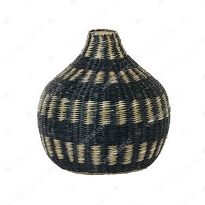 Vietrustic <b>Black</b> Pattern Woven Plant and Vase Seagrass Vase <b>Table</b> Jar Holder Plant Vase - Product Image 3