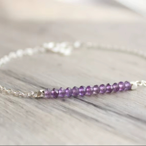 Sterling Silver Amethyst Bracelet February Birthstone Jewelry Minimalist Women Bracelet Wholesale Supplier - Product Image 1
