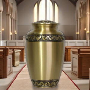 Urnes funéraires en laiton gravées de qualité supérieure pour les cendres humaines, urne en laiton personnalisée, urnes en laiton artisanales pour adultes en provenance d'Inde - Product Image 1