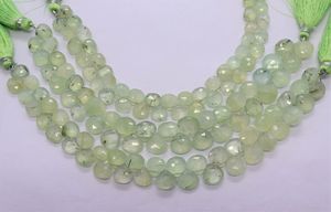 Cuentas facetadas de prehnita natural AAA en forma de corazón de 9x10 mm, hilo de cuentas de prehnita de 8 pulgadas, cuentas sueltas verdes en forma de corazón para joyería - Product Image 3