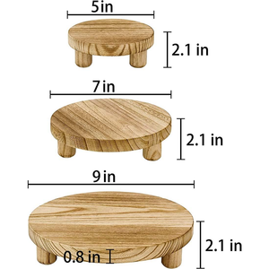 Wooden Round <b>Stool</b> Display Stand Natural Wood Plant Stand Small Round Pedestal Table for Flower Pots Home Decor Living Room - Product Image 3