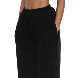 Pantalon large en toile pour homme, noir, taille élastique, décontracté, respirant, 100 % coton, polaire d'hiver, léger, avec cordon de serrage, vêtement de sport - Product Image 5