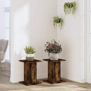 2 supports pour plantes en bois d'ingénierie en chêne fumé, 11,8x11,8x15,7, plateaux pour pots - Product Image 3