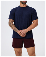 T-shirt décontracté à manches courtes et col rond pour homme, bleu marine, respirant, en jersey tricoté uni, personnalisé Ville Sports