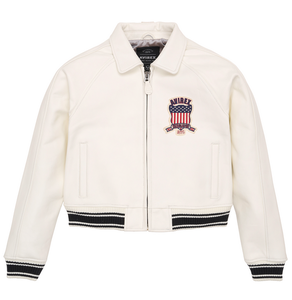 Avirex Women's 100%High Quality Custom Dyed Breathable Leather Varsity <b>Jacket</b> Crew Neck Customized Color Windproof Eco-Friendly - Product Image 2