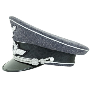 Casquette à visière allemande de la Seconde Guerre mondiale en feutre de laine, bord incurvé, broderie à la main, reproduction pour reconstitution historique, casquettes à visière allemandes de la Seconde Guerre mondiale - Product Image 1
