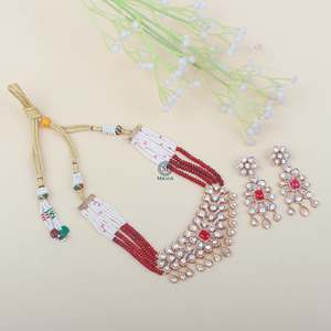 Ahana Polki Designer Gold-Plated Zircon Choker & Earring Set for Bridal Wedding - Product Image 2