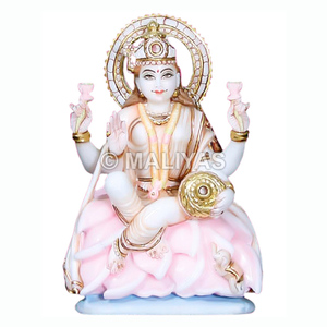 รูปปั้นพระลักษมีทำจากหินอ่อน |   รูปปั้นพระลักษมีหินอ่อนสีขาวทำมือสำหรับบ้านและวัด – มาลียาส - Product Image 1
