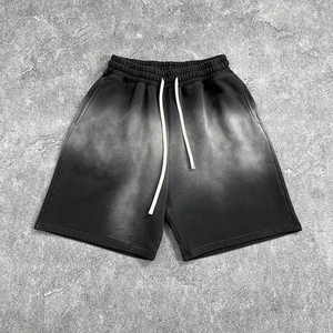 Pantalones Cortos para Hombre con Lavado Ácido, Ropa Masculina con Cintura Elástica, Estilo Urbano y Nueva Moda de Verano, Pantalones Cortos Casuales de Color Sólido - Product Image 1