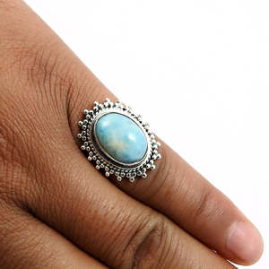 Wholesale Larimar Gemstone Bezel Setting <b>Ring</b> <b>Crafted</b> From 925 Sterling Silver Simple Elegant Unisex Jewelry At Wholesale Price - Product Image 3