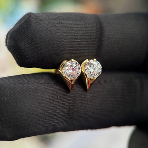 Boucles d'oreilles en diamant rond brillant 1,25 ct chacune, 2 pièces, certifiées IGI, or 14 carats, bijoux fins - Product Image 3