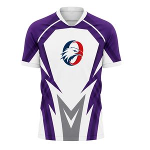 Maillot de football violet et blanc personnalisé, tenue d'équipe de football respirante avec impression nom et numéro, fabrication OEM - Product Image 1