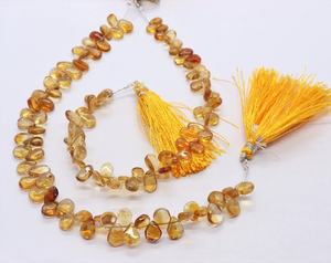 AAA Natural Citrine Smooth Pear Shape Briolette 5x7-6x8 MM Citrine <b>Gemstone</b> Beads 8 Inch Smooth Yellow Citrine Pear Beads - Product Image 2