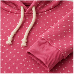 Sweat à capuche longue semi-ajustée pour femme, rose framboise, à petits pois, en coton-modal lisse, personnalisable - WPHOOD-0022 - Product Image 6