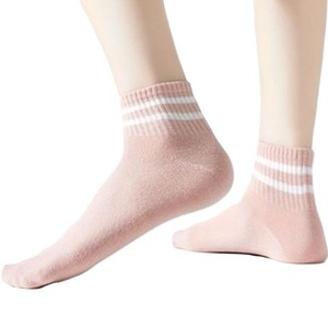 Light Blue Ankle <b>Socks</b> With <b>White</b> Stripes Knitted Cotton Breathable <b>Men's</b> Summer Daily Wear Regular Style - Product Image 3