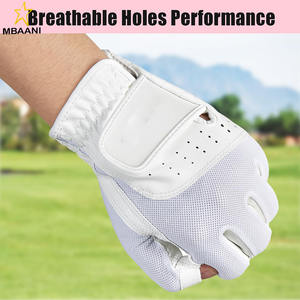 Gants de golf sans doigts pour femmes, une paire, design à doigts ouverts, respirants, absorbant la transpiration par temps chaud et humide, taille ajustée - Product Image 3