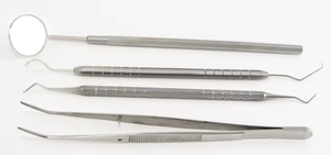 Kit d'examen dentaire en acier inoxydable : Miroir buccal, sonde exploratrice, pince, instruments chirurgicaux de classe I à poignée moletée manuelle - Product Image 5