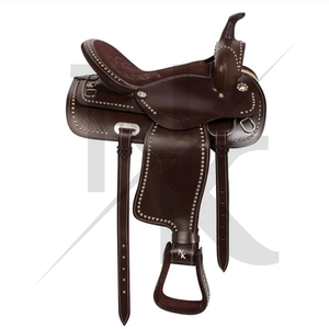 Silla de montar occidental tradicional de cuero repujado a mano, conjunto de aparejos de vaquero para equitación, artículos deportivos para montar a caballo, ¡la más vendida! - Product Image 5