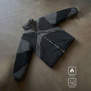 Custom Outdoor Casual Puffer Jacket Stand Collar Color <b>Block</b> Winter Warm Padded Down Jacket Men - Product Image 3