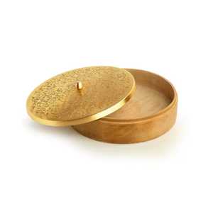Caja de madera de lujo para roti con tapa de latón martillado, elegante caja india para chapati, calentador de alimentos, vajilla, tazón para servir - Product Image 5