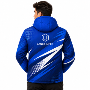 Custom Men's Hooded Winter Puffer <b>Jacket</b> Sublimation Print <b>Waterproof</b> Windproof Warm Outdoor Sports <b>Jacket</b> Full Zip Coat OEM ODM - Product Image 4