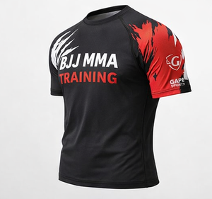 เสื้อรัดรูปยูนิเซ็กซ์แบบสั้นสำหรับ BJJ MMA ป้องกันแบคทีเรีย เป็นมิตรกับสิ่งแวดล้อม เหมาะสำหรับการฝึกซ้อมและการเล่นกีฬาในยิม - Product Image 4