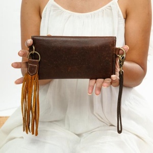 Western Hair On Tooled Leather Cartera de mujer Venta caliente Cartera de cuero marrón Organizador de alta calidad Cartera de viaje - Product Image 4