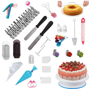 206 PCS Cake Decorating Supplies Kit Beginners' Baking Set with Turntable Stand & <b>Russian</b> Piping Tips for Cake Lovers - Product Image 1